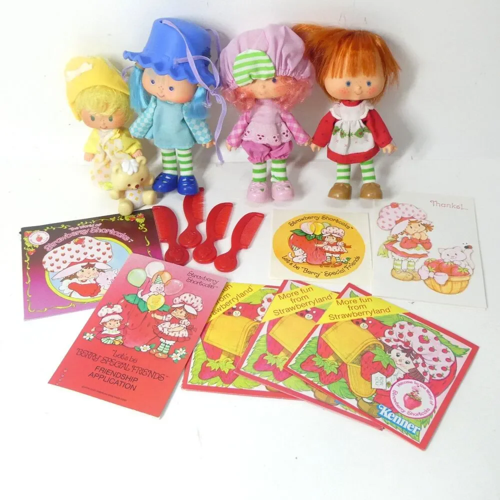 Strawberry Shortcake Doll Lot of 4 Vintage w/ Blueberry Muffin & Raspberry Tart